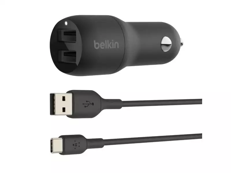Belkin Autoladegerät Boost Charge 2-Port USB-A 24W + USB-C Kabel 1 Belkin Autoladegerät Boost Charge 2-Port USB-A 24W + USB-C Kabel